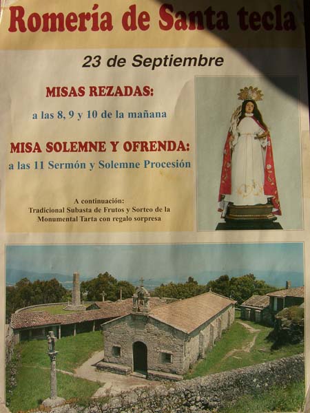 Actividades relixiosas a levar a cabo na ermida de Sta Trega no cumio do Monte Sta Trega.