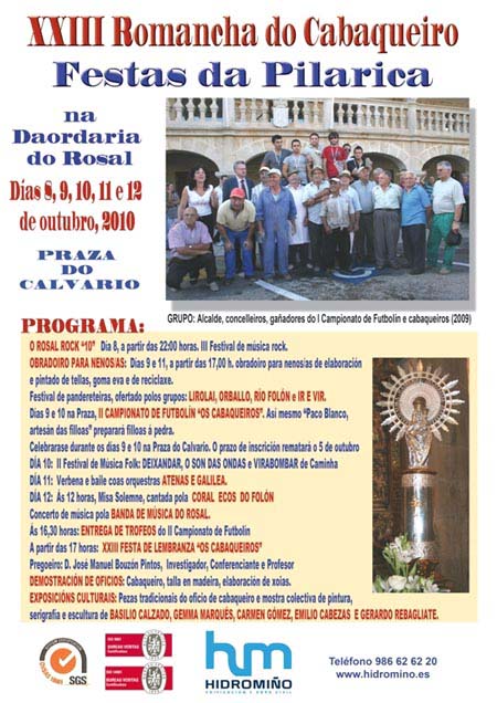 CARTEL XXIII ROMANCHA DO CABAQUEIRO - FESTAS DA PILARICA - O ROSAL 2010