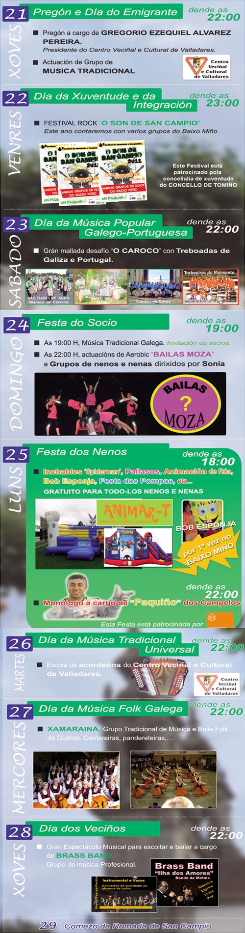 VI SEMANA CULTURAL DE SAN CAMPIO 2011 - PROGRAMACION