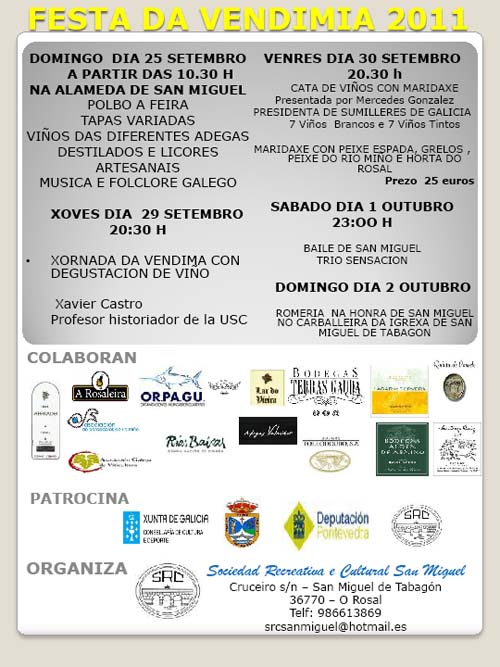 Do 25 de setembro ó 2 de Outubro de 2011 en San Miguel-O Rosal - programación