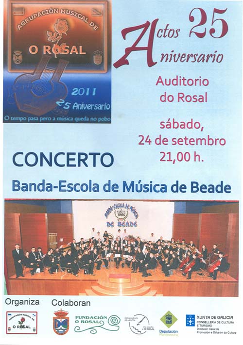 O Sábado 24 de Setembro ás 21:00h no Auditorio Municipal de O Rosal