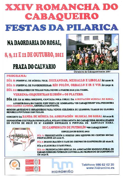 Programación completa para as Festas da Pilarica 2011 no Concello do Rosal
