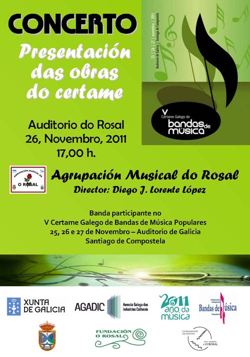 O Sábado 26 de Novembro ás 17:00h no Auditorio Municipal do Rosal
