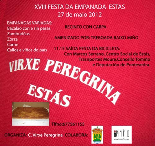 Empanadas variadas, recinto con Carpa, organiza Comisión Virxe da Peregrina de Estás