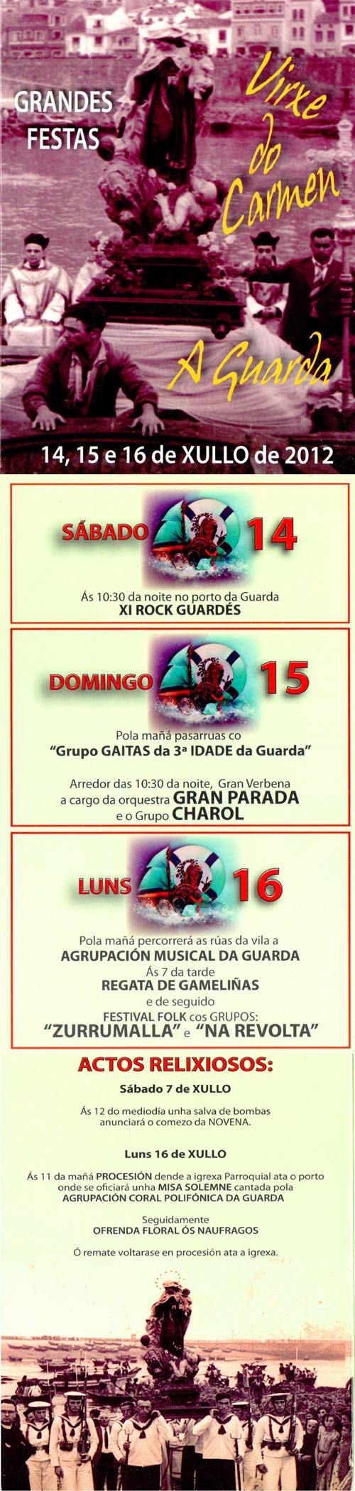Programa das Festas na honra da Virxe do Carmen 2012 en A Guarda