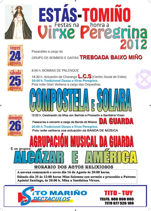 Programación Festas na honra Virxe Peregrina 2012 en Estás - Tomiño