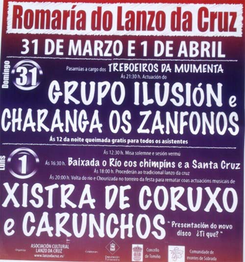 Programación para o Domingo 31 de Marzo e Luns 1 de Abril de 2013