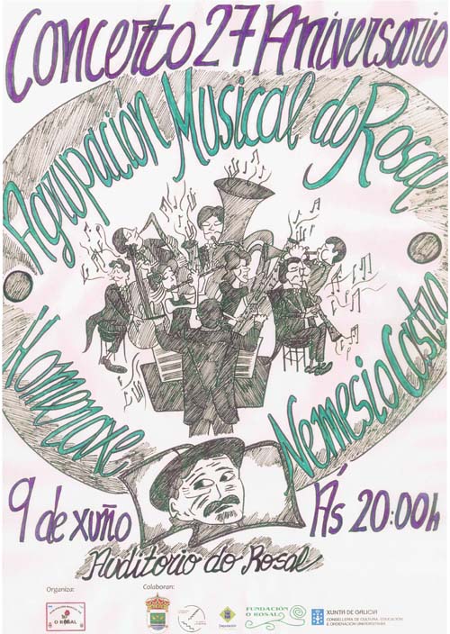 A Agrupación Musical do Rosal celebra este domingo día 9 de xuño ás 20,00 h. no Auditorio Rosal o seu 27 aniversario.