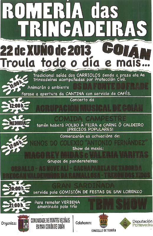 Ampla programaciónd e actividade spara o 22 de Xuño de 2013 en Goián - Tomiño