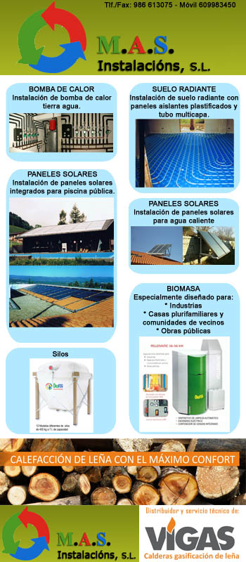Bomba de calor, biomasa, fontaneria, suelo radiante,