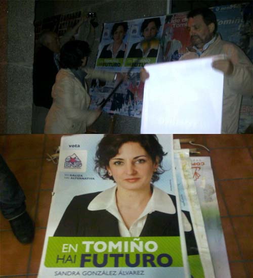PEGADA CARTELES ELECCIONES MUNICIPALES TOMIÑO