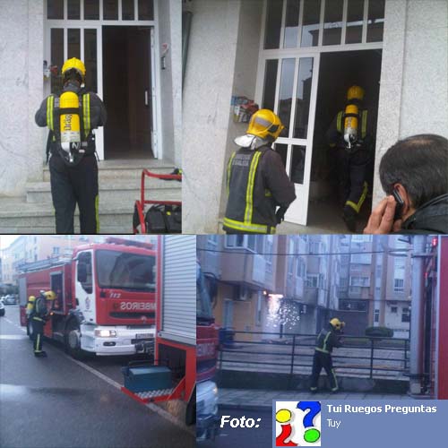 Sobre as 19:00h notificábase ó 112 que se escoitaban fortes estoupidos e saía fume nun edificio da Rúa Irmáns Maristas de Tui
