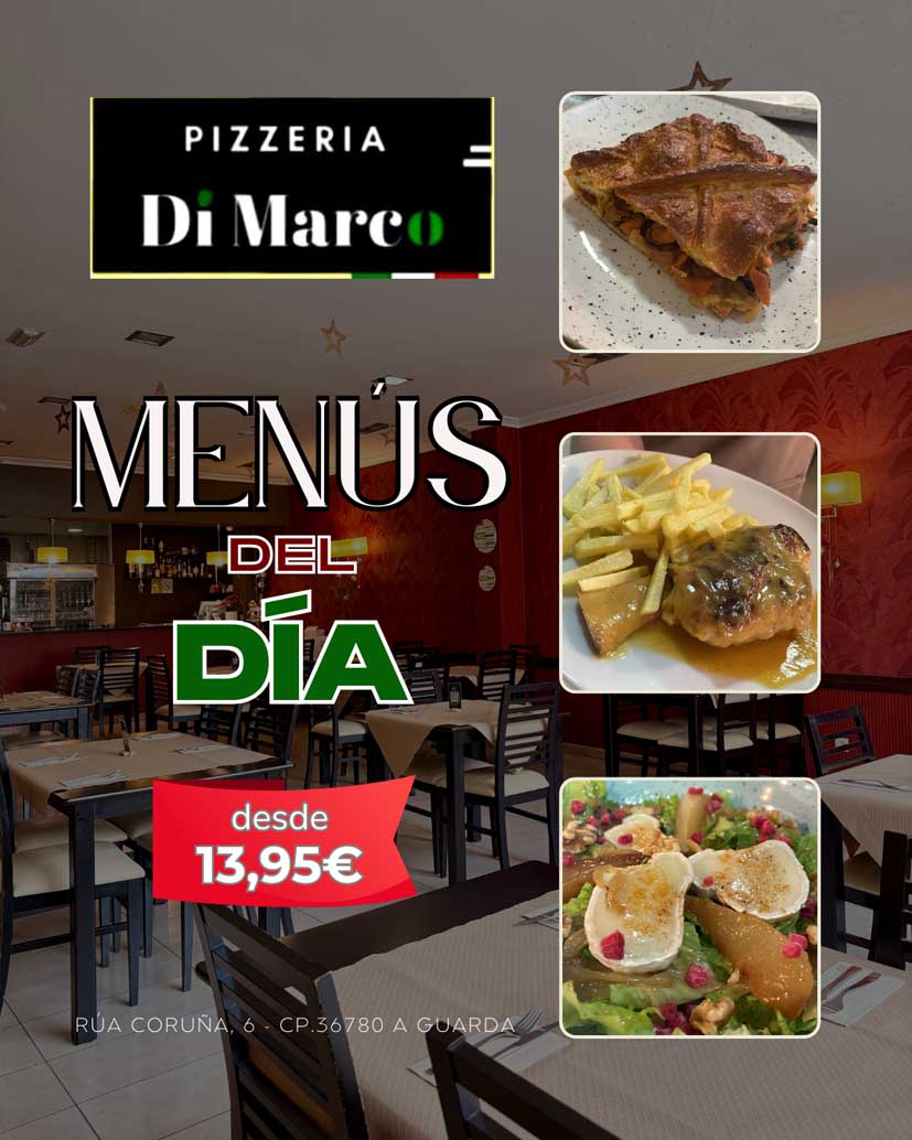 El Restaurante Pizzer�a Di Marco de A Guarda impulsa sus men�s diarios desde 13,95 euros