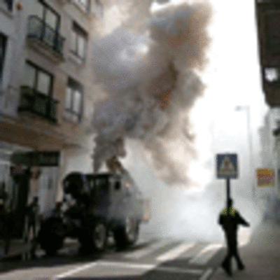 UNA AVERA MECNICA EN UN TRACTOR PROVOCA UNA GRAN HUMAREDA Y OBLIG A CERRAR EL TRFICO EN LA RA GALICIA DE A GUARDA