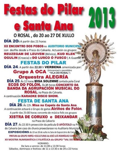 O ROSAL ACOLLE AS FESTAS DO PILAR E SANTA ANA DO 20  27 DE XULLO DE 2013
