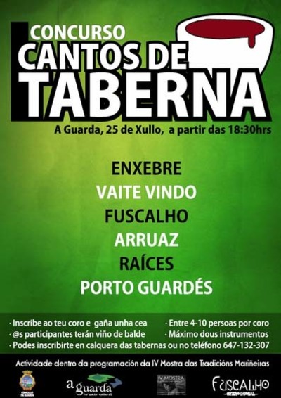 -SUSPENDIDO- CONCURSO CANTOS DE TABERNA O 25 DE XULLO NA GUARDA
