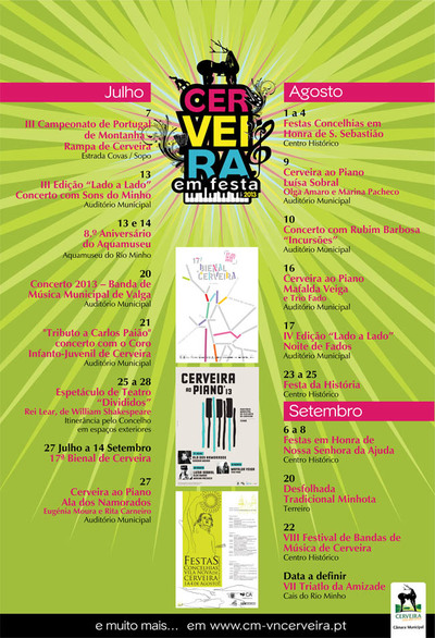CERVEIRA EM FESTA 2013 - PROGRAMACIN JULHO-SETEMBRO