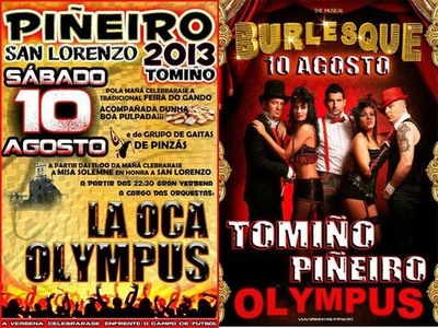 PIEIRO ACOLLE O SBADO 10 DE AGOSTO AS FESTAS DE SAN LORENZO 2013