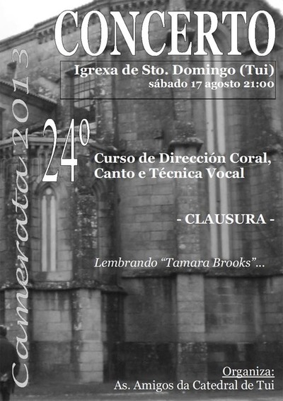 CONCERTO CLAUSURA CURSO DIRECCIN CORAL, CANTO E TCNICA VOCAL ESTE SBADO EN TUI