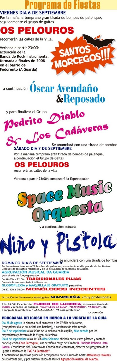 ACTUACINS NAS FESTAS DA GUA ESTA FIN DE SEMANA NA GUARDA