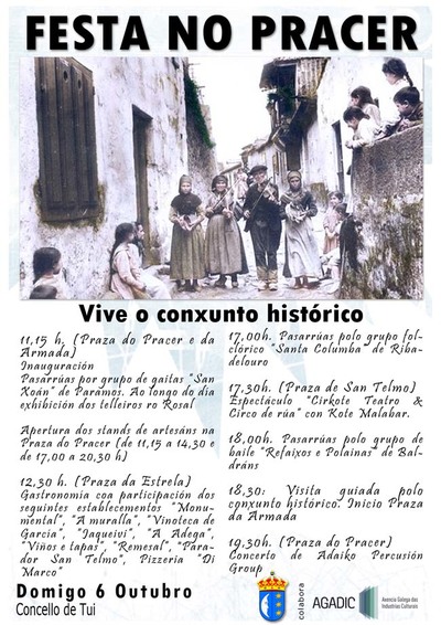 APRAZADA AO VINDEIRO DOMINGO 6 DE OUTUBRO A -FESTA NO PLACER: VIVE O CONXUNTO HISTRICO-