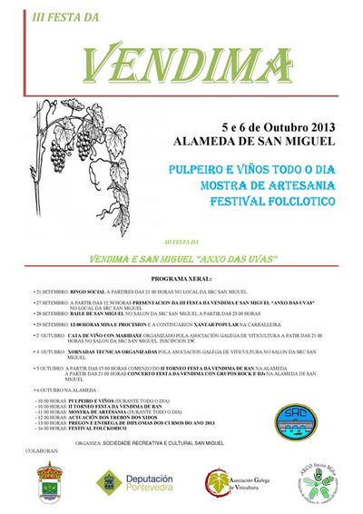 III FESTA DA VENDIMA O 5 E 6 DE OUTUBRO EN SAN MIGUEL DE TABAGN - O ROSAL