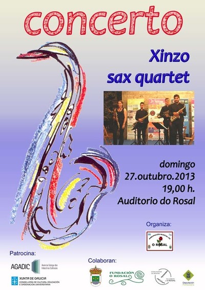 CONCERTO XINZO SAX QUARTET ESTE DOMINGO NO ROSAL