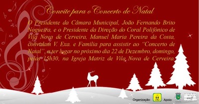 CONCERTO DE NATAL NA IGREJA MATRIZ DE CERVEIRA, DOMINGO, DIA 22 DE DEZEMBRO