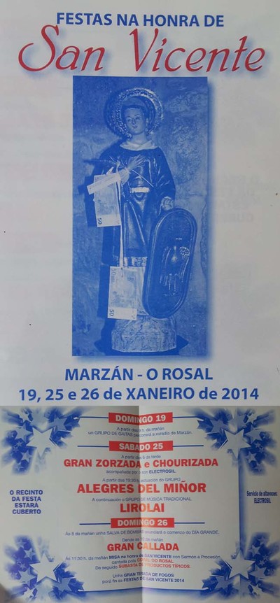 FESTAS NA HONRA DE SAN VICENTE NO ROSAL OS DAS19-25-26 XANEIRO DE 2014