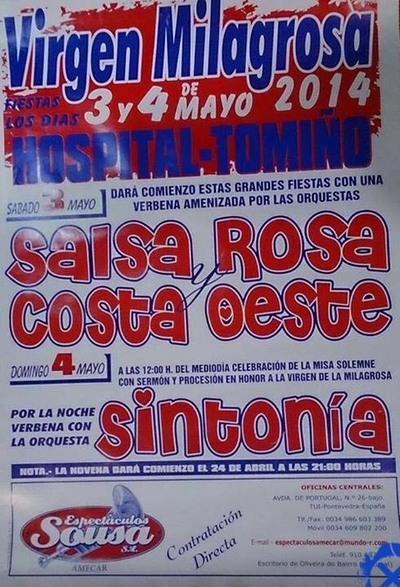 FIESTAS VIRGEN MILAGROSA 3 Y 4 DE MAYO EN HOSPITAL-TOMIO