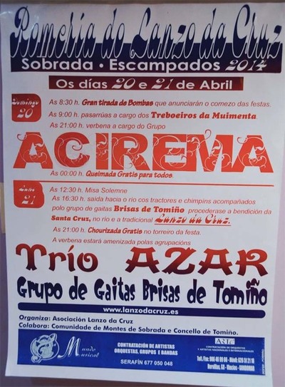 SOBRADA ACOLLE OS DAS 20 E 21 DE ABRIL A ROMERA DO LANZO DA CRUZ