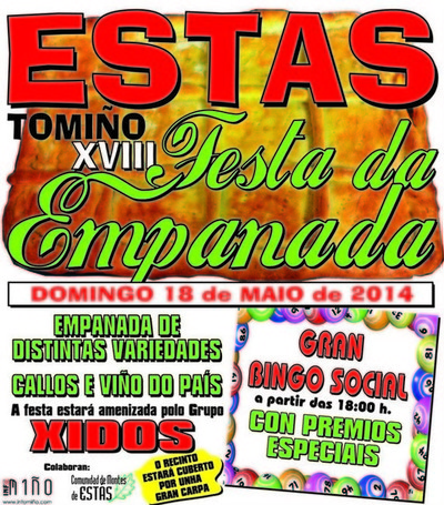 XVIII FESTA DA EMPANADA O DOMINGO 18 DE MAIO EN ESTS-TOMIO