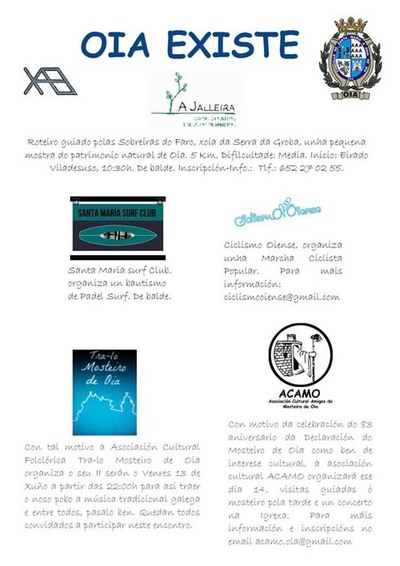 OIA CON MULTITUDE DE ACTIVIDADES NA FN DE SEMANA DO 13  15 DE XUO