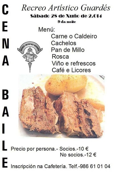 CENA BAILE O 28 DE XUO NO RECREO ARTSTICO GUARDS