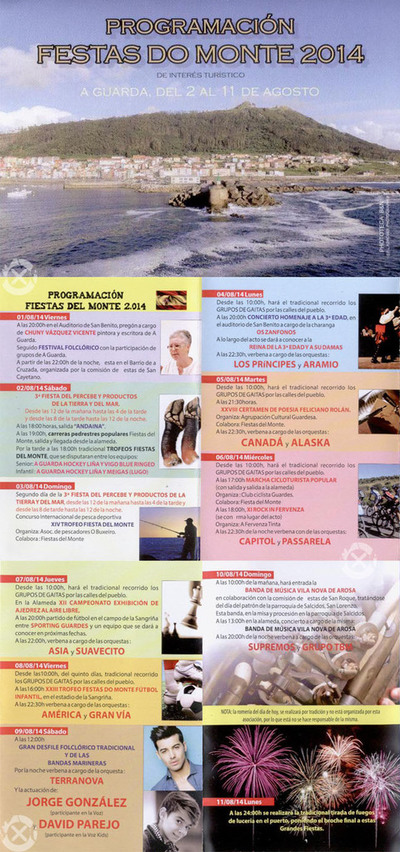 PROGRAMACIN FESTAS DO MONTE 2014 NA GUARDA