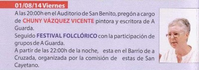 PROGRAMACIN FESTAS DO MONTE 2014 - VENRES 1 DE AGOSTO 