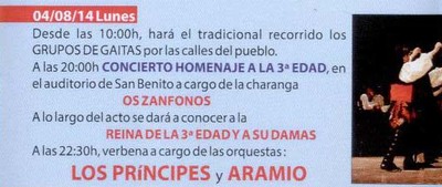 PROGRAMACIN FESTAS DO MONTE 2014 ? LUNES 4 DE AGOSTO 