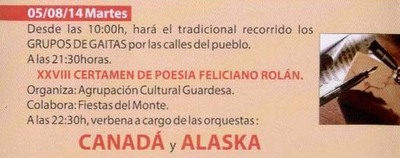 PROGRAMACIN FESTAS DO MONTE 2014 ? MARTES 5 DE AGOSTO 