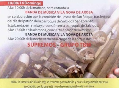 PROGRAMACIN FESTAS DO MONTE 2014 ? DOMINGO 10 DE AGOSTO 