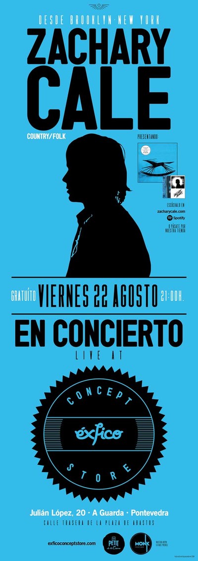 CONCERTO DE ZACHARY CALE ESTE VIERNES 22 DE AGOSTO EN A GUARDA