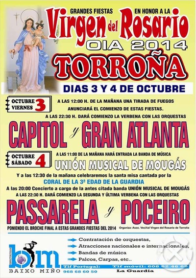 FIESTAS VIRGEN DEL ROSARIO EL 3 Y 4 DE OCTUBRE EN TORROA-OIA