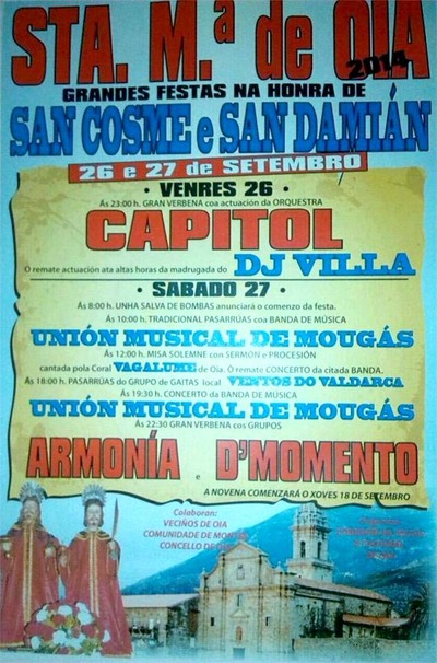 GRANDES FESTAS NA HONRA DE SAN COSME E SAN DAMIN ESTA FIN DE SEMANA EN OIA