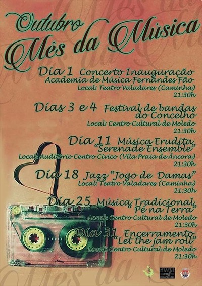 CENTRO CULTURAL DE MOLEDO ACOLHE FESTIVAL DE BANDAS DO CONCELHO NOS DIAS 3 E 4 DE OUTUBRO