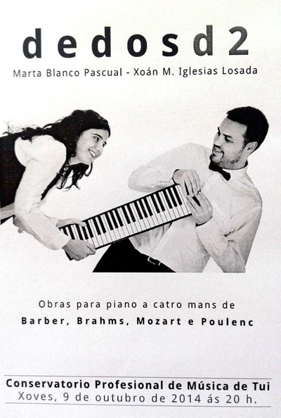 O DO DE PIANO DEDOSD2 OFRECE ESTE XOVES O CONCERTO INAUGURAL DE CURSO NO CONSERVATORIO E NA ESCOLA DE MSICA DE TUI