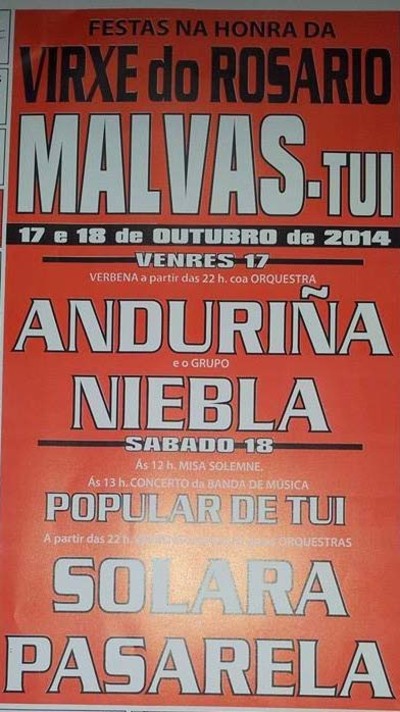 FESTAS NA HONRA DA VIRXE DO ROSARIO EN MALVAS-TUI O 17 E 18 DE OUTUBRO