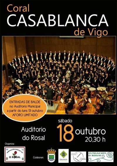 GRAN CONCERTO DA CORAL CASABLANCA DE VIGO ESTE SBADO NO ROSAL