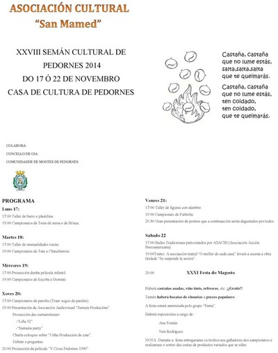 XXVIII SEMANA CULTURAL DE PEDORNES DO 17  22 DE NOVEMBRO EN OIA