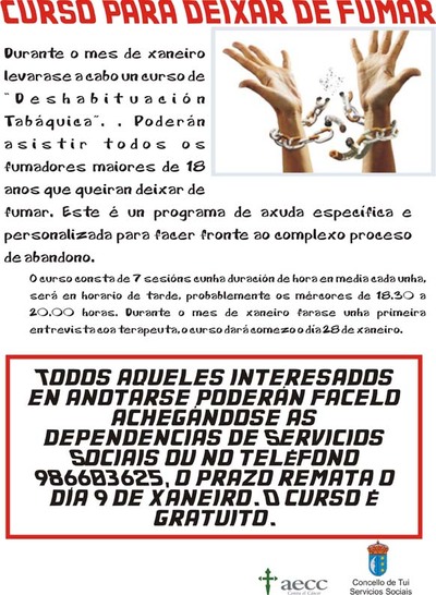 O CONCELLO DE TUI PROMOVE UN CURSO DE DESHABITUACIN TABQUICA