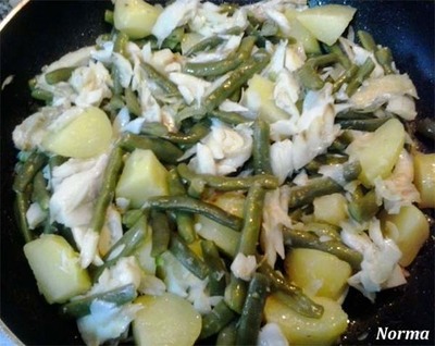 RECETA: SALTEADO DE BACALAO CON JUDIAS Y PATATAS 