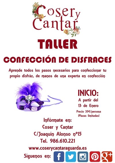 INSCRIPCIONES ABIERTAS: TALLER DE CONFECCIN DE DISFRACES PARA CARNAVAL EN A GUARDA